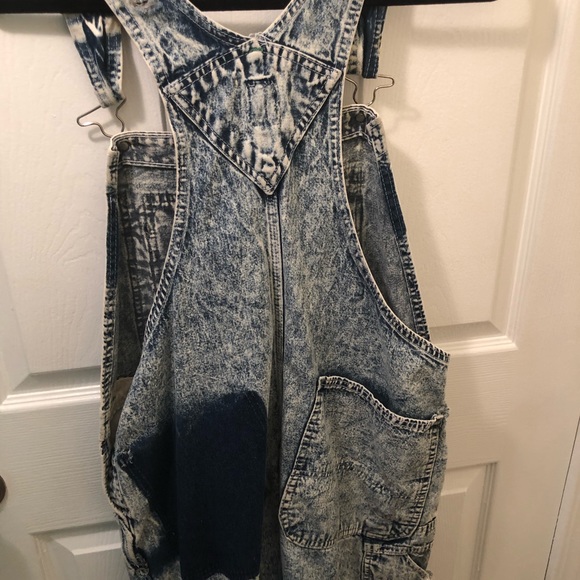 Acid wash multi-colored denim blue overalls - Picture 2 of 3